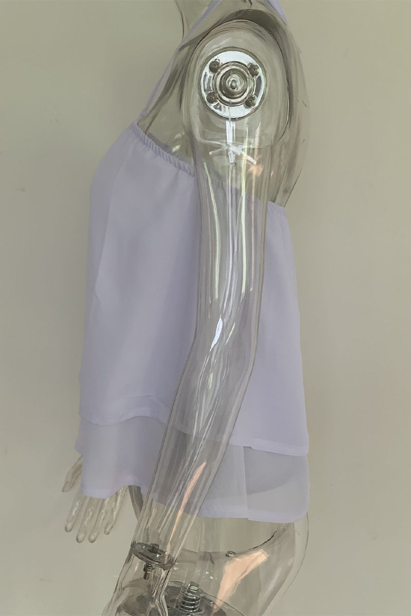 Dams Haltertop Snörning Enkelfärg Polyester-5