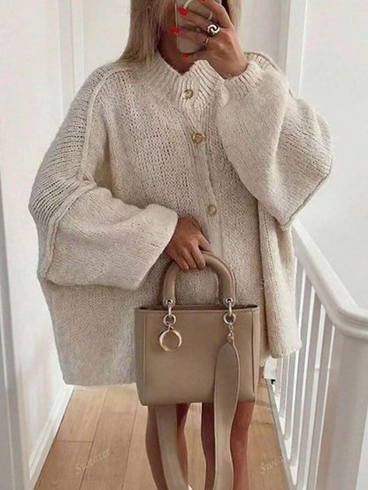 Variant image for Lång Kofta Dam Avslappnad Stickad Design Mjuk Material-11