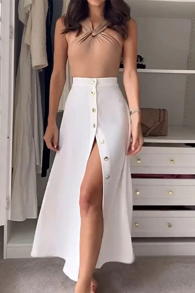 Dam Casual Set Ärmlös Bomull med Spänne 4