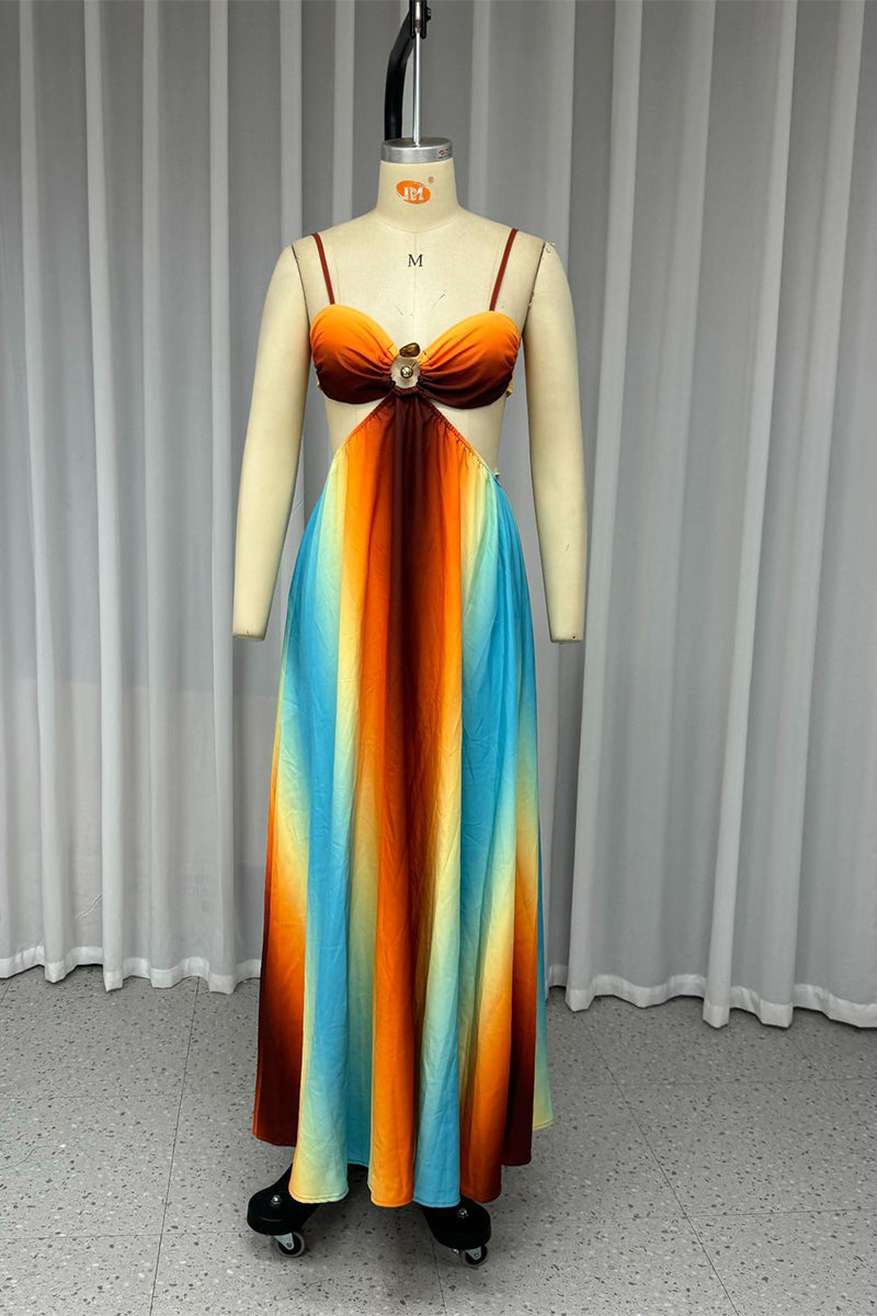 Dam Långklänning V-ringning Snörning Polyester-5