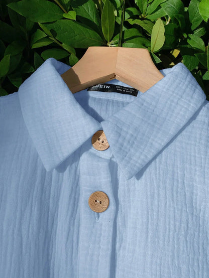 Kvinnors 2-delad Uppsättning Avslappnad Linneblandning-4