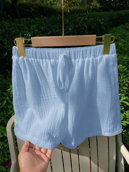 Kvinnors 2-delad Uppsättning Avslappnad Linneblandning-5