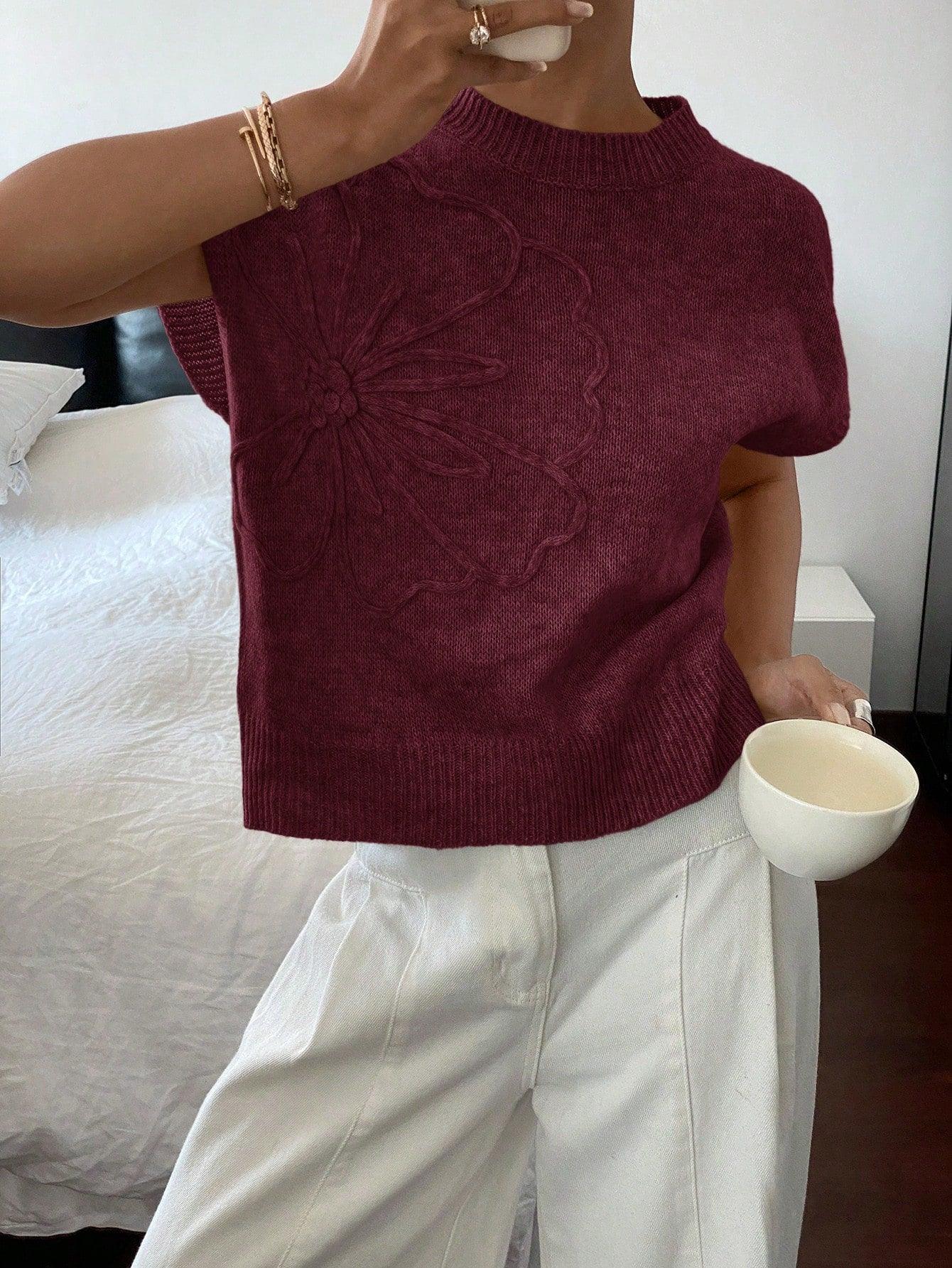 Variant image for Stickad Dam Tröja Broderad Avslappnad Stil Mjuk Kvalitet-6