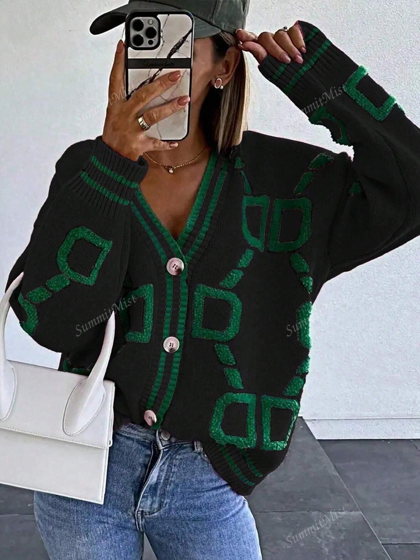 Variant image for Kvinnors Lång Kofta Grafiskt Tryck Avslappnad Design 100% Polyester-13