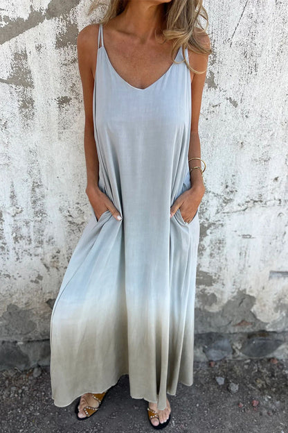 Kvinnors T-shirt V-hals Ombre-tryck 100% Bomull-1