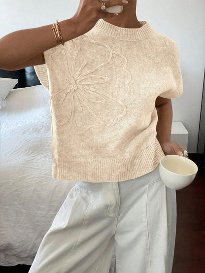 Stickad Dam Tröja Broderad Avslappnad Stil Mjuk Kvalitet-1