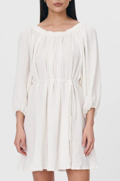 Kvinnors Klänning Utanför Axeln Långa Ärmar Snörning Polyester-3