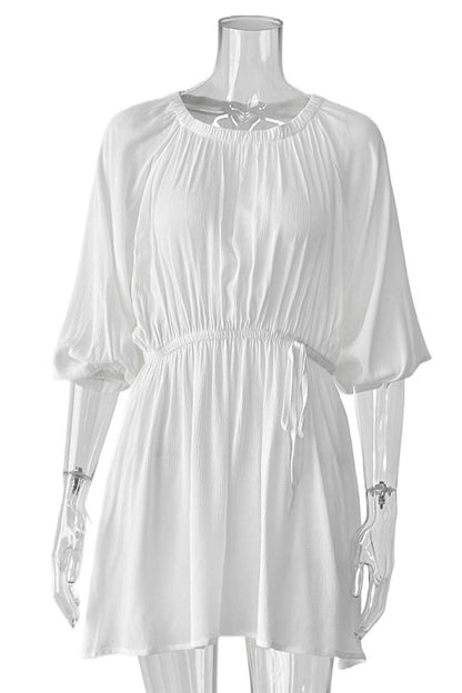 Kvinnors Klänning Utanför Axeln Långa Ärmar Snörning Polyester-6