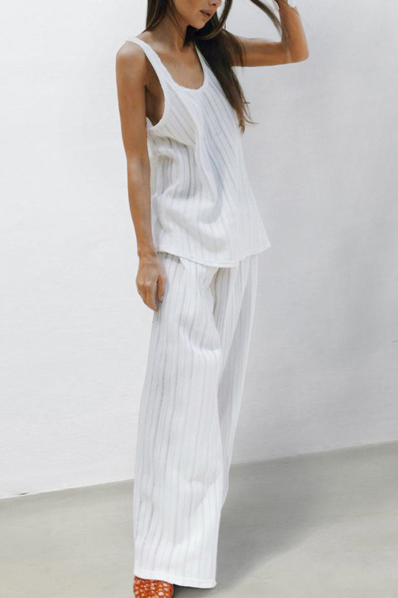 Tvådelat Set Dam Ärmlöst Cirkulär Halsringning Polyester-3