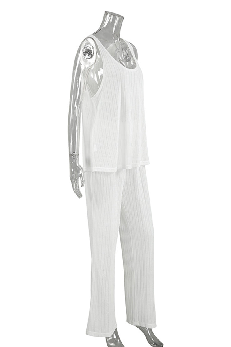 Tvådelat Set Dam Ärmlöst Cirkulär Halsringning Polyester-5