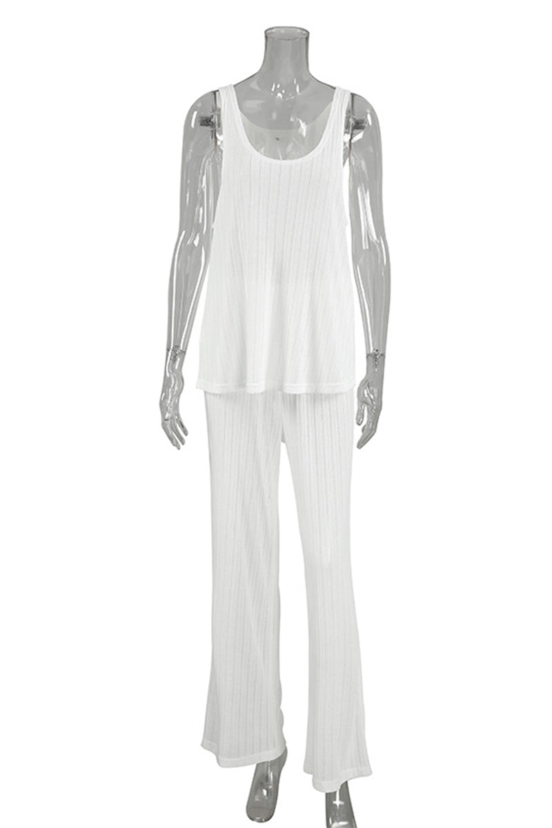 Tvådelat Set Dam Ärmlöst Cirkulär Halsringning Polyester-4