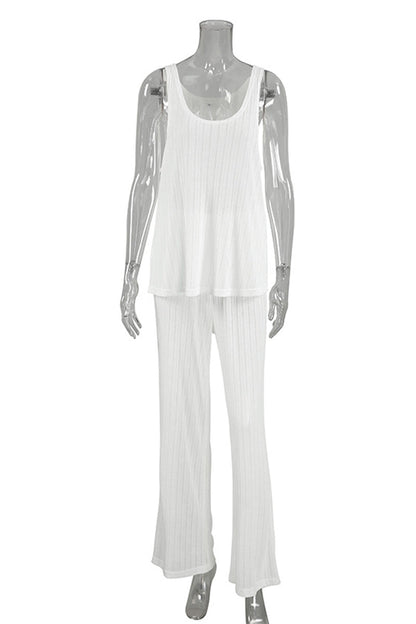 Tvådelat Set Dam Ärmlöst Cirkulär Halsringning Polyester-4