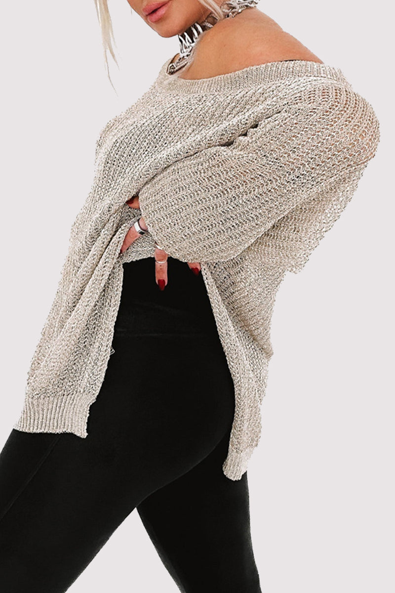 Kvinnors Axelfri Topp Utskuren Polyester-6