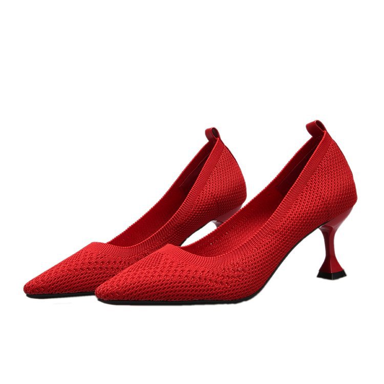 Kvinnor Pumps Hög Häl Stickad Textil-1