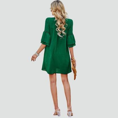 Dam Tunikklänning Ruffles Lätt Tyg-6