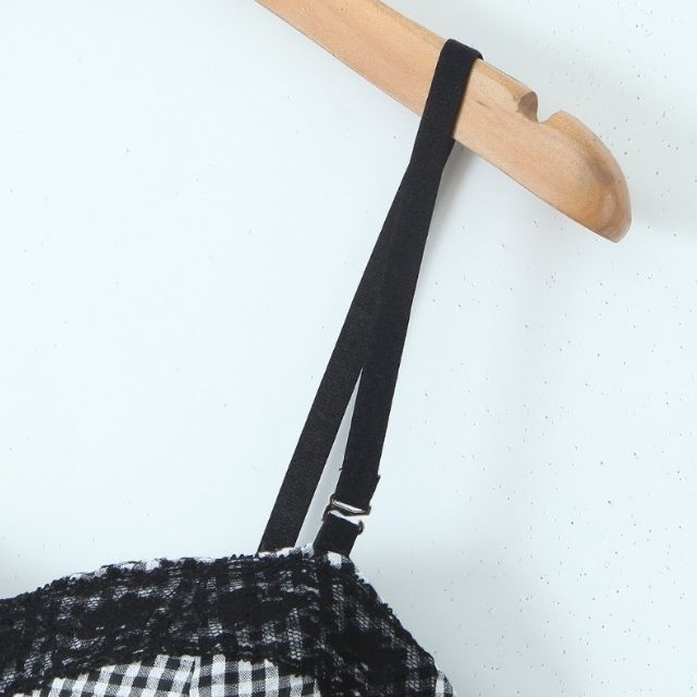 Dam Festtopp Vichy-Karo med Spetsdetaljer Polyester-4