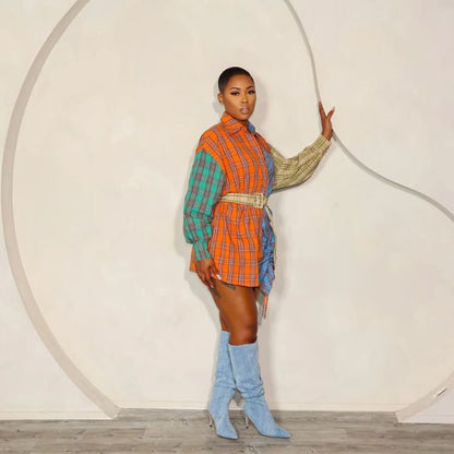 Asymmetrisk Damklänning med Midjebindning och Långa Ärmar i Polyester - Svart, Fina Dam Klänningar 2