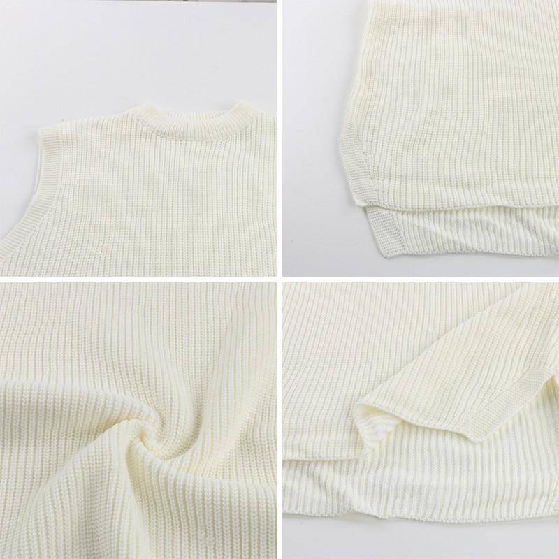 Dam Stickad Tröja Löst O-hals Akryl-5