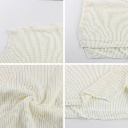 Dam Stickad Tröja Löst O-hals Akryl-5