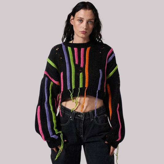 Dam Kort Kofta Randig Polyester Elastaan-1