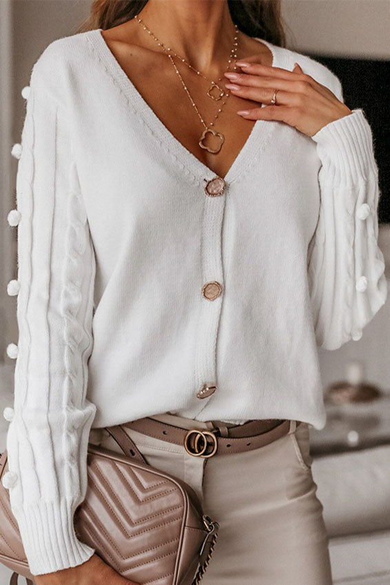 Dam Tröja Långärmad med Pom-Pom Detaljer Akryl Nylon-3