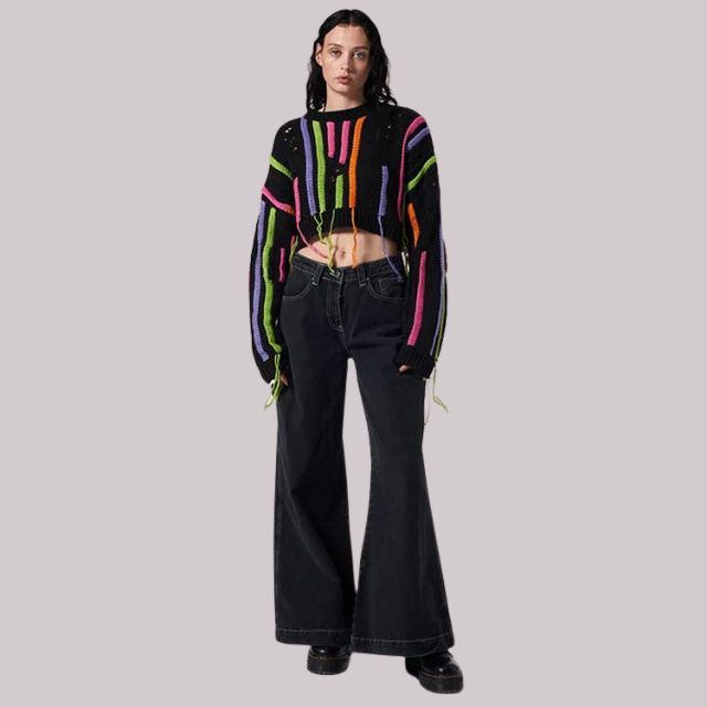 Dam Kort Kofta Randig Polyester Elastaan-4