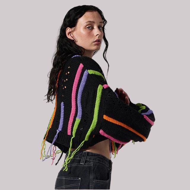 Dam Kort Kofta Randig Polyester Elastaan-2