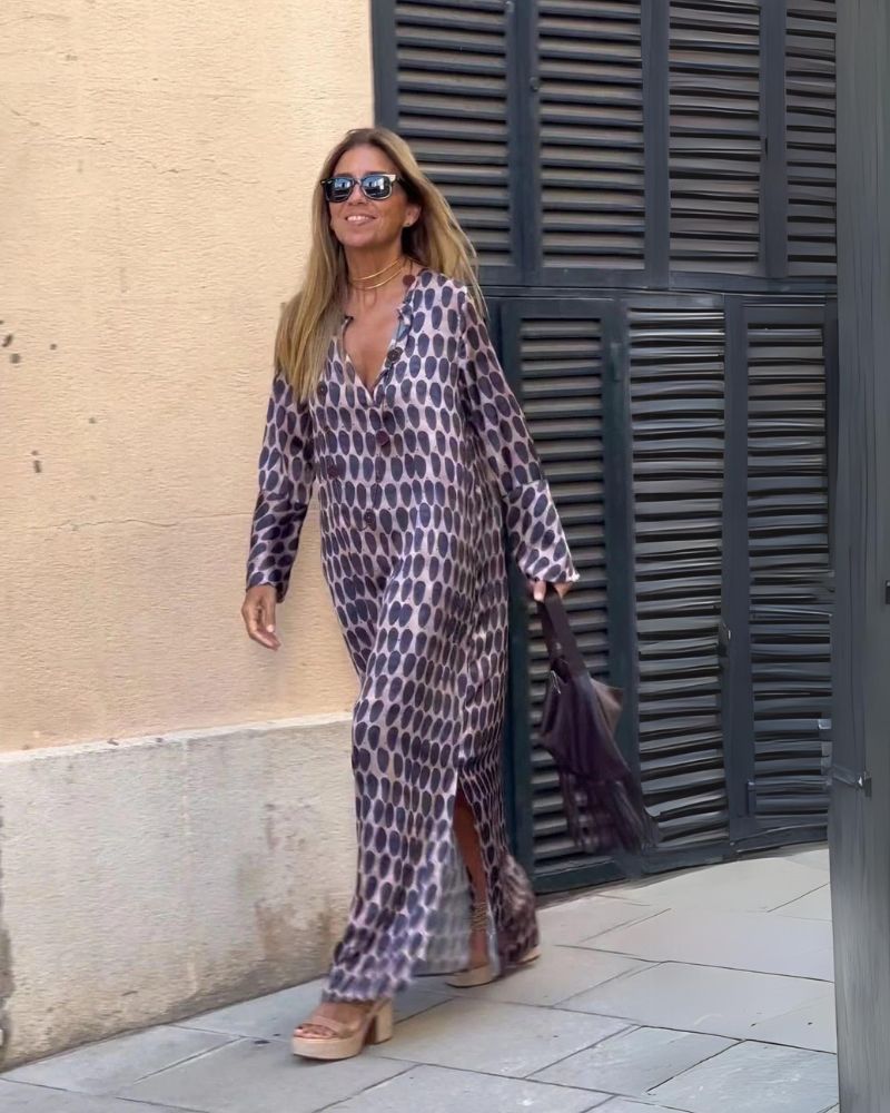 Kvinna Klänning Elegant Andningsbart Material-2