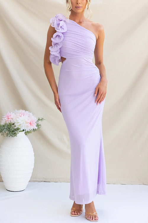 Maxiklänning Dam Utskriven med Volang Bomull och Polyester-5