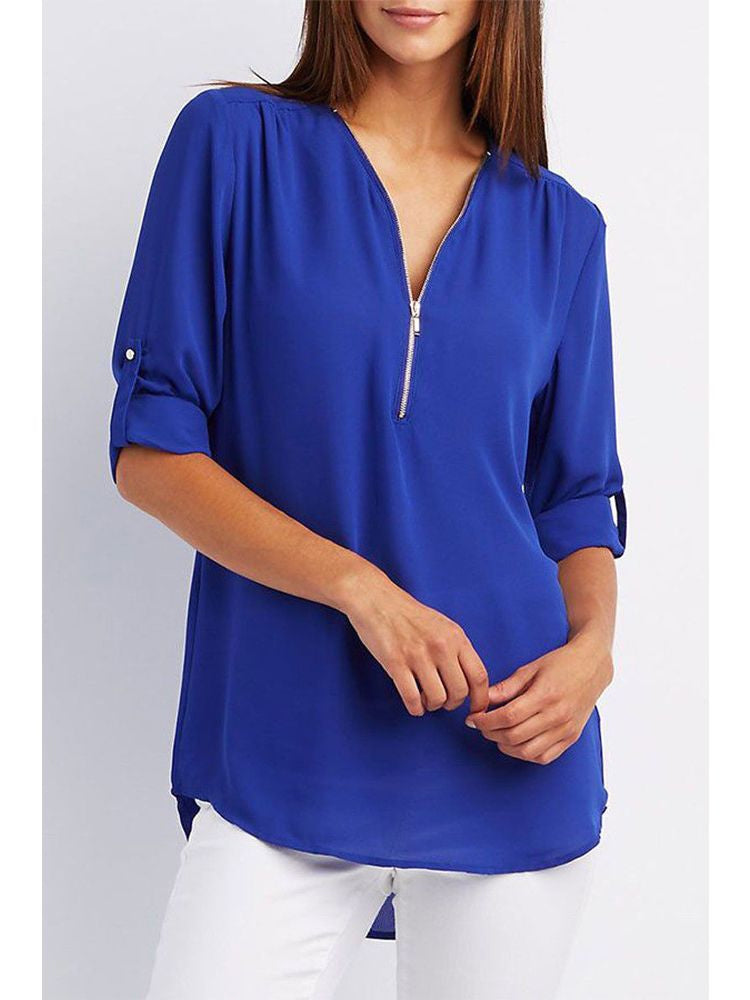 Dam Långärmad Blus Loose Fit Mjuk Tyg 14