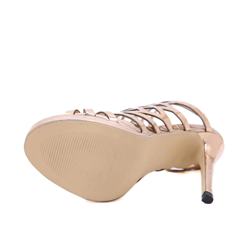 Dam Gladiator Sandal Hög Klack PU-Läder Öppen Tå-5