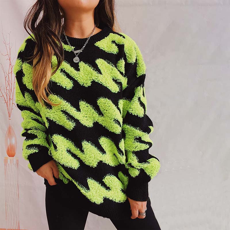 Variant image for Dam Stickad Tröja Avslappnad Akryl-Bomull med Långa Ärmar-5