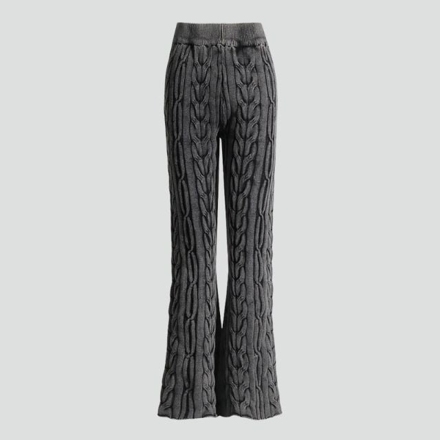 Dam Slagbyxor Hög Midja Kabelmönster Polyester-6