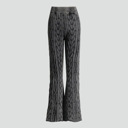 Dam Slagbyxor Hög Midja Kabelmönster Polyester-6