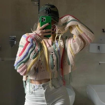 Dam Kort Kofta Randig Polyester Elastaan-5