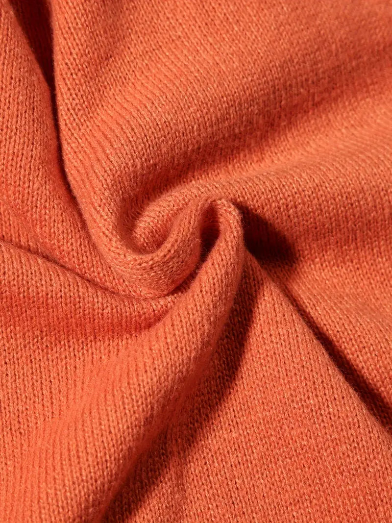 Dam Stickad V-ringad Tröja Utanför Axeln Mjuk Blandning-4