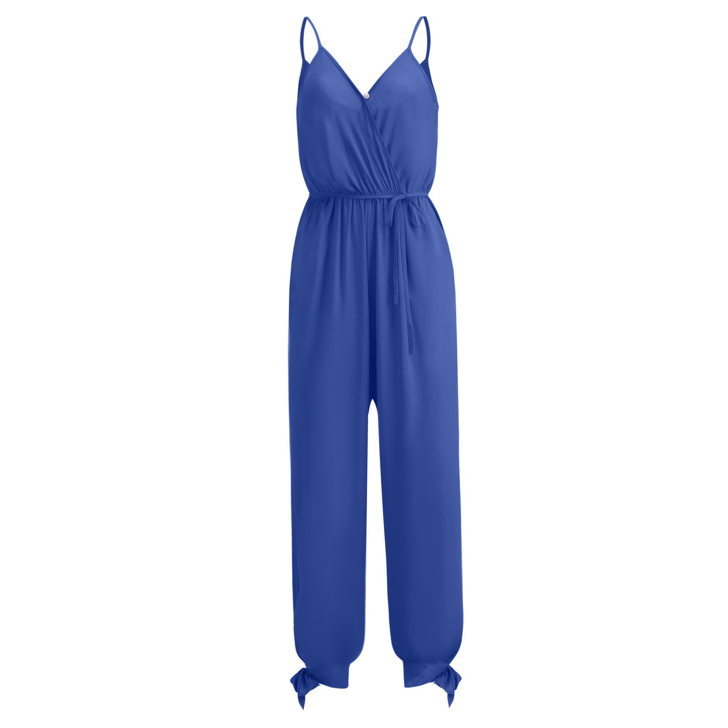 Variant image for Dam Jumpsuit Djup V-ringning Bakfri Capri Bomull Polyester-45