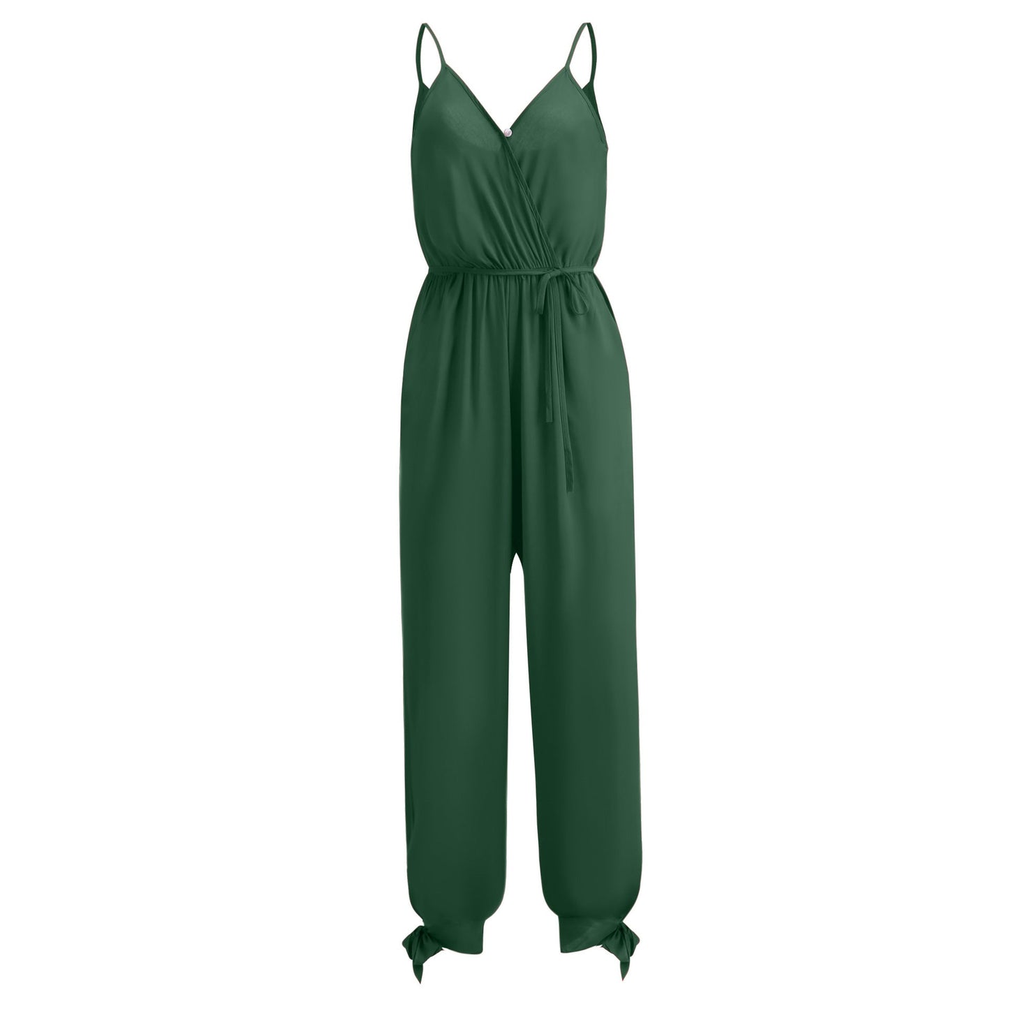 Variant image for Dam Jumpsuit Djup V-ringning Bakfri Capri Bomull Polyester-1