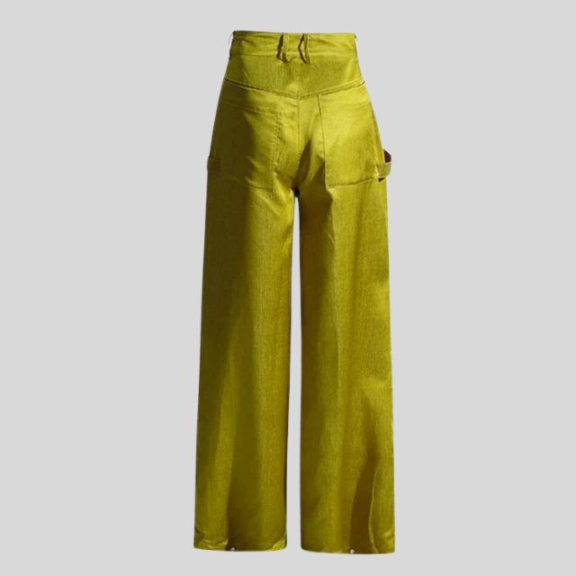 Dam Lastbyxor Högskurna Satin med Bältedetalj-6