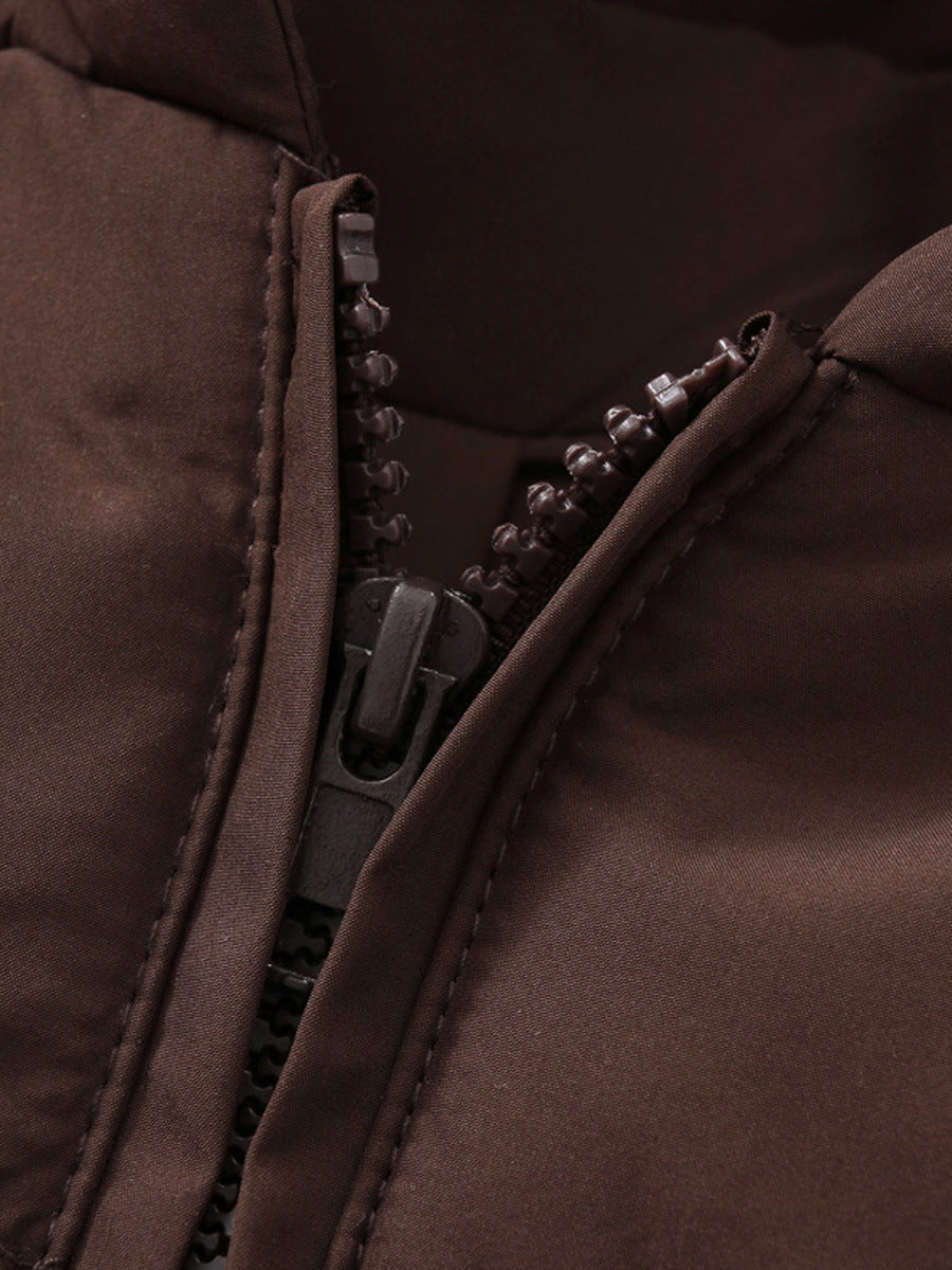 Dam Vinterjacka Lång Quiltad Polyester Med Huva och Dragkedja-2