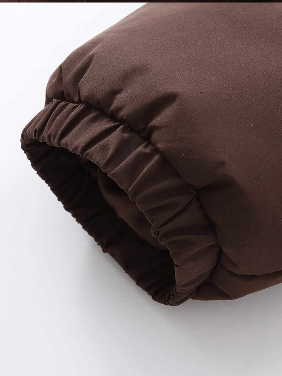 Dam Vinterjacka Lång Quiltad Polyester Med Huva och Dragkedja-3