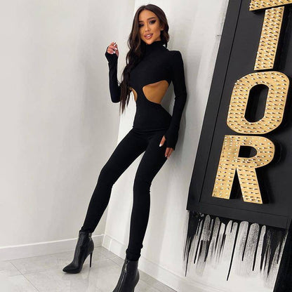 Dam Jumpsuit Monokrom Figurnära Polyester-3