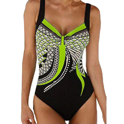 Baddräkt Dam Grafiskt Tryck Shaping Nylon Spandex-1