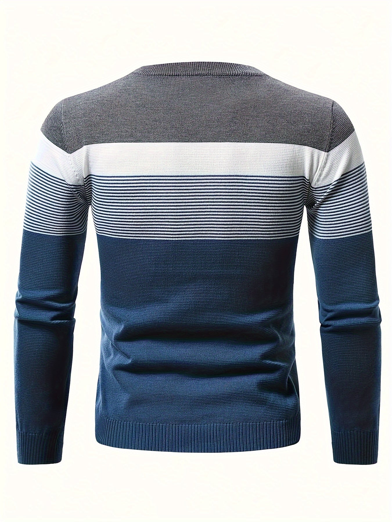 Randig Herrtröja R-Halsringning Medelstort Stretchigt Tyg-3