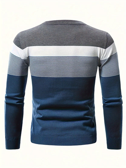 Randig Herrtröja R-Halsringning Medelstort Stretchigt Tyg-3