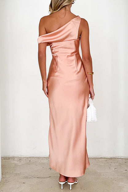 Festklänning Dam Midi En Axel Bomull Polyester-3