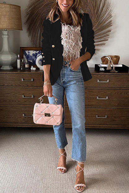 Variant image for Dam Blazer Dubbelknappad Öppen Framsida i Bomull och Polyester-9