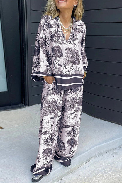 Variant image for Dam Skjorta V-ringning Långa Ärmar Tryckt Bomull Polyester-52