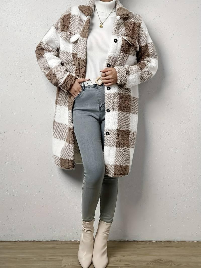 Damenjacke Kariertes Trendy Design Polyester-5