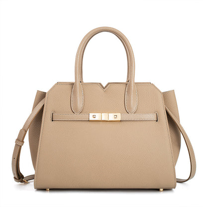 Elegant Elefantgrå Handväska i PU med Blixtlås och Silkescarf – Praktisk Inre Struktur och Stilren Design 1